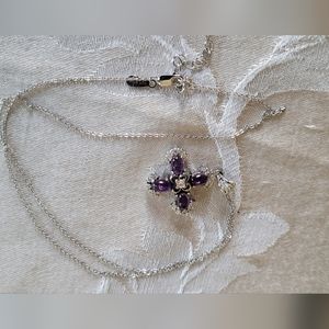 February birthstone, Sterling Silver Amethyst necklace